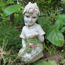 Garden Statue Gift Yard Art Solar Lighted Boy Girl Outdoor Decor Sculpture Craft