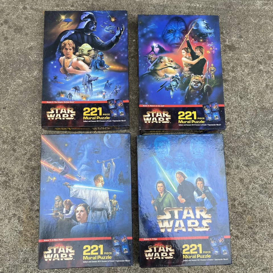 Полный набор из 4 настенных головоломок Star Wars New Hope Empire Jedi Trilogy 221 шт. - Изображение 1 из 4