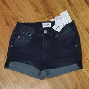 Hudson Kids Stretch Denim Roll Cuff Short Shorts Low Octane Big Girl's Size 10 - Picture 1 of 12