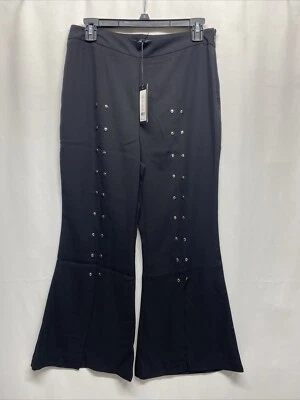 Pantalones de vestir Romeo & Juliet Couture para mujer M negros plateados botones acampanados Foto 1 de 4