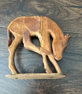 Rustic Hand Carved Wooden Horse Art Sculpture Farmhouse Decorative Lightweight - Picture 1 of 8