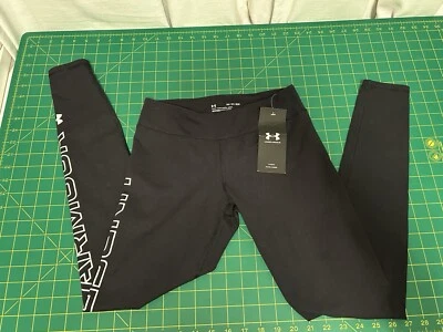 NEW Under Armour UA Favorite Leggings Fitted Womens Black Logo Spellout Leg XS - Image 1 of 4