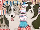 Border Collie Jesters 8x10 Art Print Dog Collectible by Artist KSams Vintage Pop