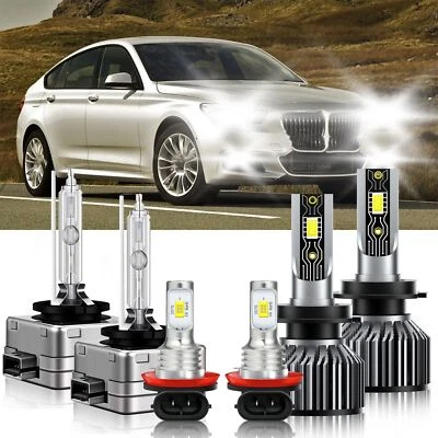 6Pcs LED HID Headlight Bulbs+Fog Light Kit white 6500K For BMW 550i GT 2010-2011 - Изображение 1 из 4