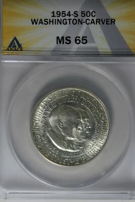 1954-S .50  ANACS  MS 65  WASHINGTON-CARVER   Classic Commemorative Coins  - Image 1 of 2