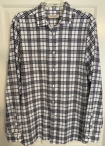 BURBERRY London Long Sleeve Dress Shirt White Black Checkered Men’s Large 17/43 - Picture 1 of 5
