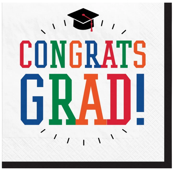 Premium Paper Graduation Celebration Party Luncheon Napkins 6.5" x 6.5" 100 Pack - Image 1 of 1