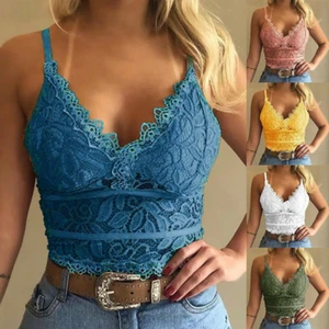 Womens Lace Bralette Bralet Bra Bustier Crop Top Ladies Camisole Cami Vest Tank - Picture 1 of 18