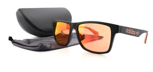 Adidas Sunglasses OR0024 02U 56-16 145 2 Black Matte Red Mirrored Sports + Case - Picture 1 of 12