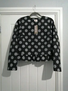 Tu Dotty Black And White Blazer Jacket BNWT RRP 25.00 Size UK 12 - Picture 1 of 9