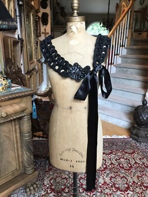 CHRISTIAN LACROIX Black Knit Shoulder Wrap Cape, Hip Belt, XL Bead Embellishment - Image 1 of 4