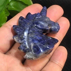 1pc Natural sodalite unicorn skull quartz crystal carved reiki healing 2'' - Picture 1 of 10