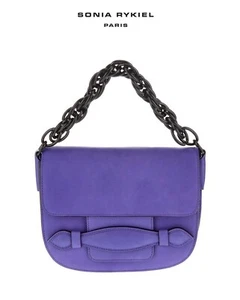 Sonia Rykiel Lederhandtasche Kettengliedriemen graviertes Logo im Staubbeutel BRANDNEU - Bild 1 von 6