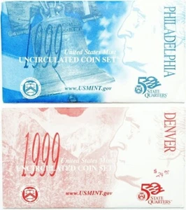 1999 P&D Mint Set Brilliant Uncirculated US with Envelopes & COAs (18 Coin Set) - Picture 1 of 4