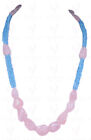Rose Quartz & Blue Topaz Gemstone Bead Necklace NS-1306