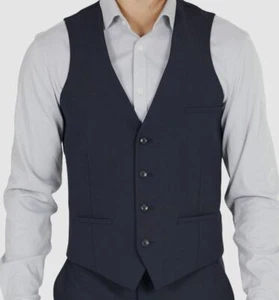 Bar III Men's Blue Slim-Fit Solid Wool Stretch Waistcoat Suit Vest Size XL - Picture 1 of 3
