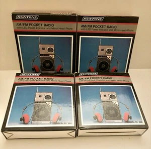 VTG Suntone RR505 Radio AM FM Pocket Headphones New. (4X) - Picture 1 of 3