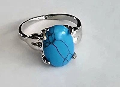 ANILLO TURQUESA NATURAL CALIDAD TITANIO NUEVO TALLA 8 Foto 1 de 4