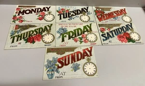 Antique Days of Week Monday thru Sunday Embossed Invitation Postcards Unposted - Picture 1 of 9