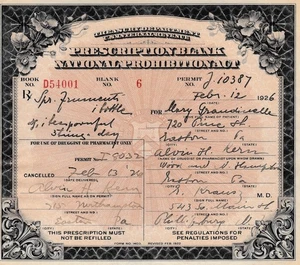 Antique 1926 Prohibition Whiskey Prescription Doctor Pharmacist Bar Easton PA NJ - Picture 1 of 3