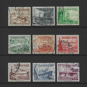 Lotto francobolli Impero tedesco del 1937 Michel n. 651-659 timbrato navi WHW - Foto 1 di 1