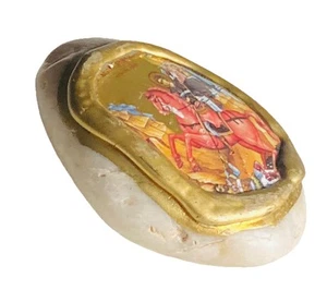 ST DIMITRIOS HOLY RELIC STONE Greek Orthodox Christian Religion Painted Stone - Picture 1 of 8