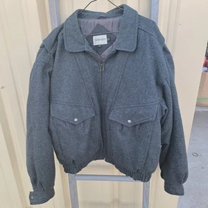 Vintage St John’s Bay Wool Men’s XL Gray Bomber Winter Jacket J-191 Coat 90's - Picture 1 of 11