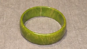 Bracciale Vintage in Bachelite Marmorizzata Verde 7,75" - Succo di Mela SwirlTestato - Foto 1 di 11