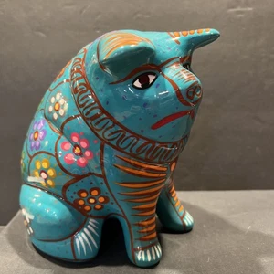Salvadanaio messicano Talavera dipinto a mano arte popolare argilla - Foto 1 di 10