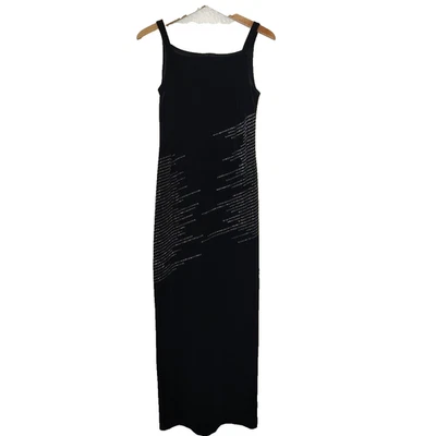 Vtg My Michelle Velvet Maxi Dress Women M Black Silver Glitter Evening Wear 90s  - Image 1 of 4