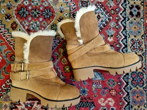 UGG Everugg Leather & Sheepskin Platform Heels Boots. As New Size AU 9 EU 40. - Bild 1 von 10