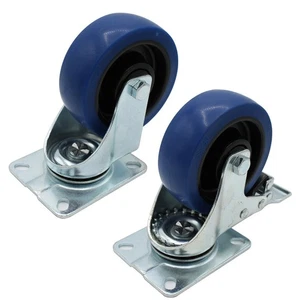 Penn Elcom Low-Cost 100mm / 4" Swivel Castors with Blue Wheel - Picture 1 of 11