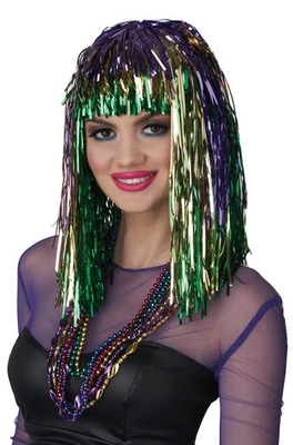 Mardi Gras Tinsel Adult Wig - Image 1 of 3