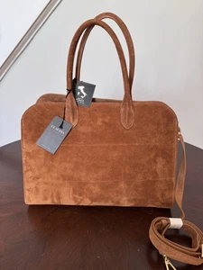 Bolso de Mano Claudia Firenze Viral Mujer Grande Marrón Castaño Italiano Gamuza Cuero - Imagen 1 de 13