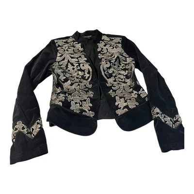 Chaqueta bordada metálica dorada y terciopelo negro mercado negro de la Casa Blanca Foto 1 de 4
