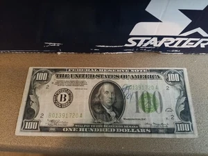 1934 100 One Hundred Dollars New York, Lime Green Seal LOW SERIAL NUMBER  - Picture 1 of 6