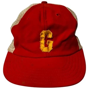Gorra de béisbol naranja vintage años 60 con fieltro amarillo G hecha en Japón XL - Imagen 1 de 5