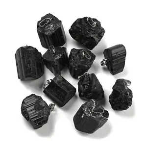 10 pcs Natural Black Tourmaline Pendants Nuggets Charms 15~30x11~12x9.5~12mm - Picture 1 of 2