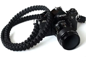 NEW PARACORD BLACK CAMERA NECK STRAP DSLR MIRRORLESS CANON NIKON SONY LEICA 48" - Picture 1 of 12
