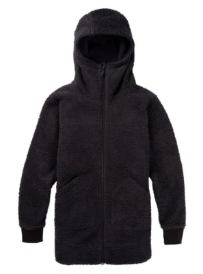 BURTON WOMENS MINXY FULL ZIP FLEECE - TRUE BLACK SHERPA - 2021 - Image 1 of 2
