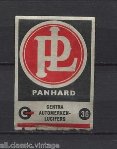 Marca/logotipo vintage de coche Panhard etiqueta de caja de cerillas n.o 36 - Imagen 1 de 1
