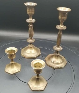 Vintage 4 Stück Set Messing Leuchter 7"" & 3"" J.C. Penney für 7/8 Kerzen - Bild 1 von 11