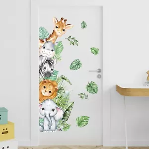 Animal Wall Decals Cartoon Animal Wall Sticker Safari Elephant Lion Giraffe Z... - Picture 1 of 6