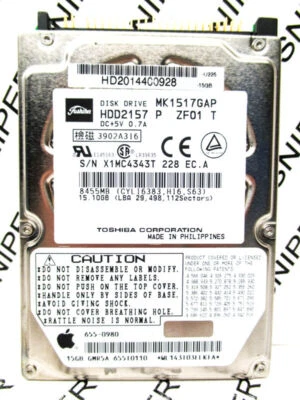 Toshiba 15GB MK1517GAP IDE HDD2157 P ZF01 T Laptop Hard Drive - WIPED & TESTED! - Image 1 of 4