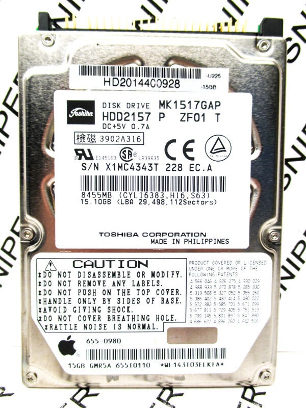 Toshiba 15GB MK1517GAP IDE HDD2157 P ZF01 T Laptop Hard Drive - WIPED & TESTED! - Image 1 of 4