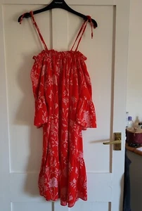 Gorgeous H&M Red Bardot Floral Dress Size EUR 34 UK 6/8. Boho Hippy Holiday - Picture 1 of 8
