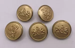 5 bottoni Waterbury Co emblema leone opposto tono oro bottoni 15 mm C8 - Foto 1 di 7