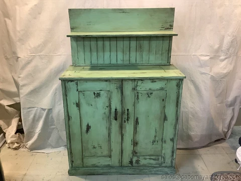 Hand Painted Cabinet Document Holder Antique Green Solid Wood Distressed Cover