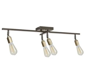Globe Electric Ceiling 4-Light Antique Brass Sockets Track Lighting Kit Dimmable - Picture 1 of 5
