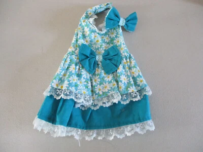 XS dog dress [blue flowers] cotton handmade - Image 1 of 2